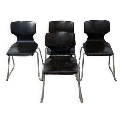 Suite de 4 Chaises en Pagwood, estampillées Pagholz Flötotto – 1960