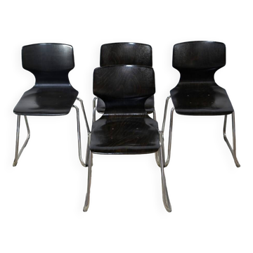 Suite de 4 Chaises en Pagwood, estampillées Pagholz Flötotto – 1960