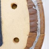 Brown leather swivel footrest with metal base - De Sede, Switzerland.