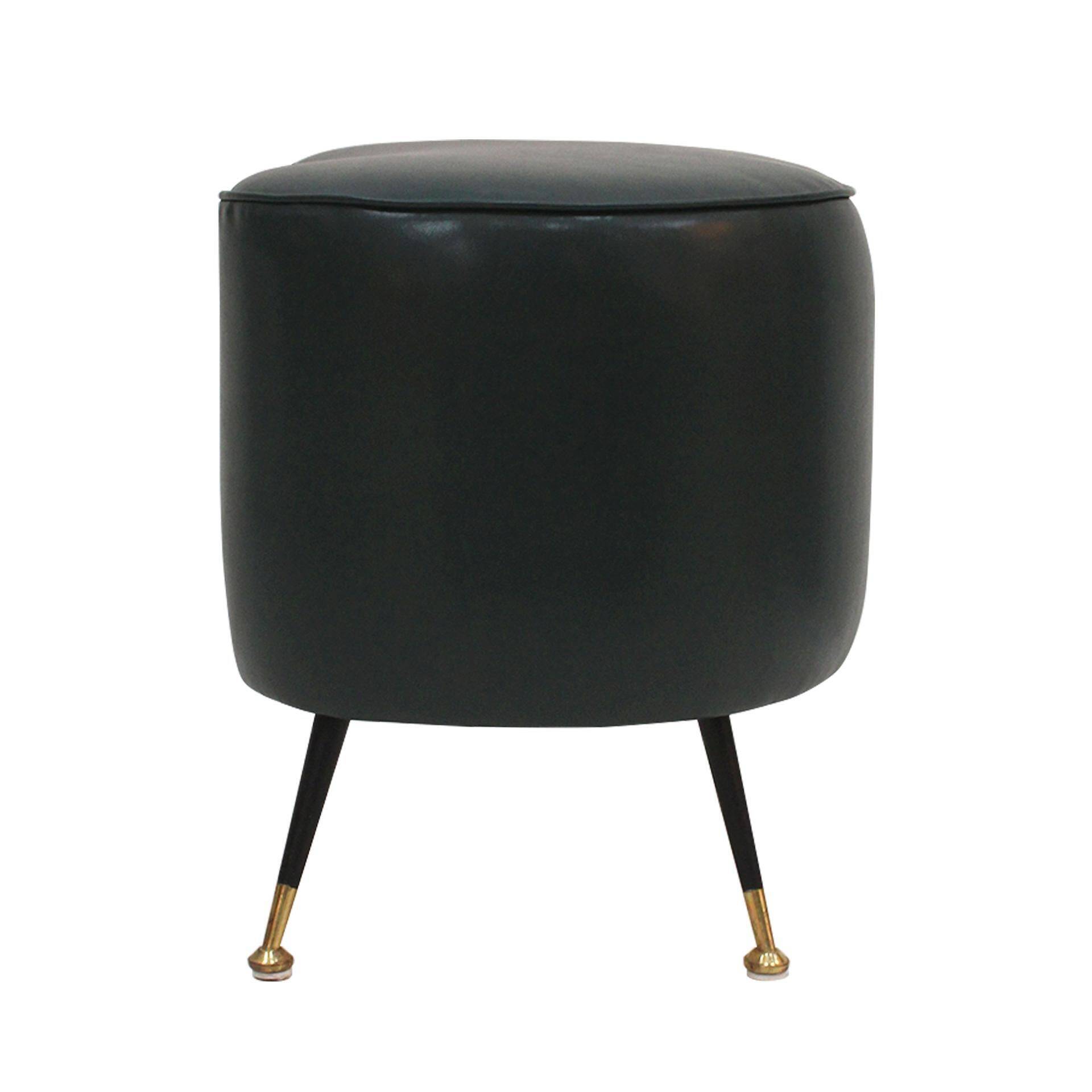 Pair of Italian Footstools in Solid Wood and Green Faux Leather, Italy, 1960s