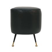 Pair of Italian Footstools in Solid Wood and Green Faux Leather, Italy, 1960s