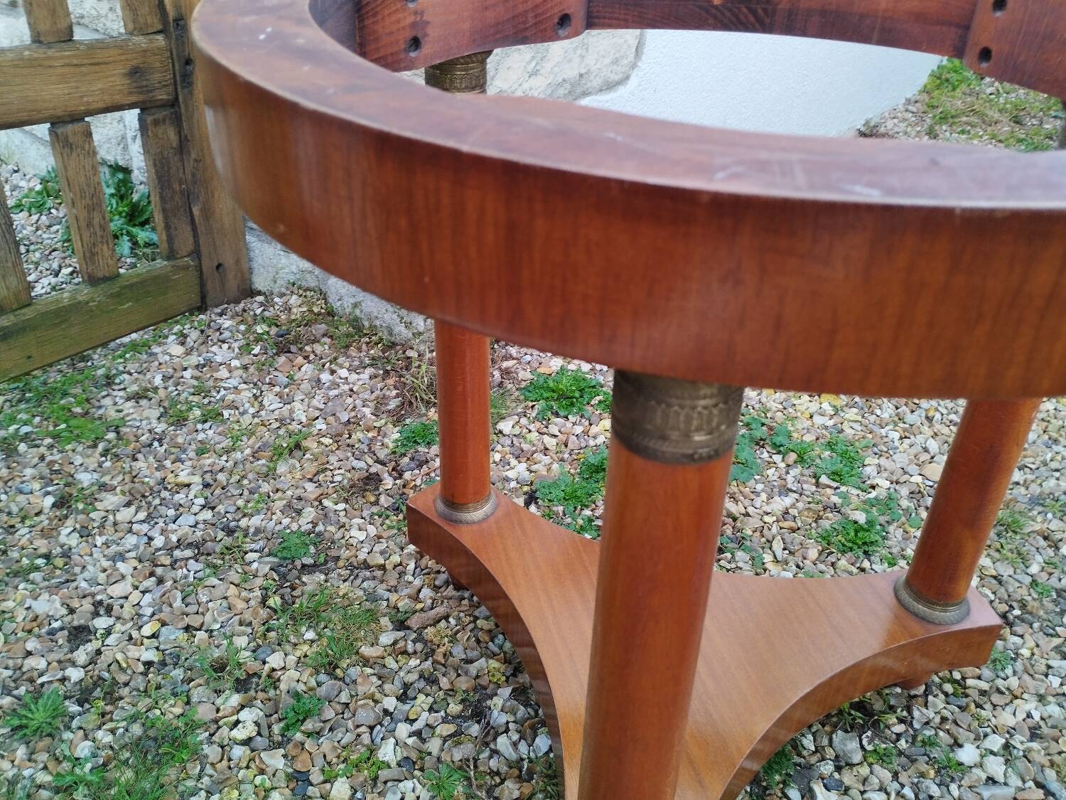 Empire style pedestal table with marble top
