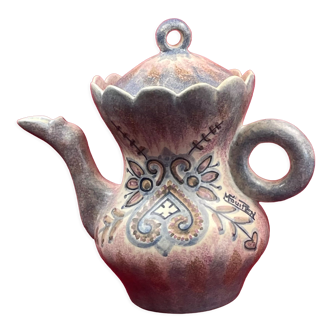 Large coffee maker H 25 cm - Quimper porcelain ceramic signed P. Fouillen.