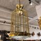 Lustre cage en cristal et bronze vers 1900