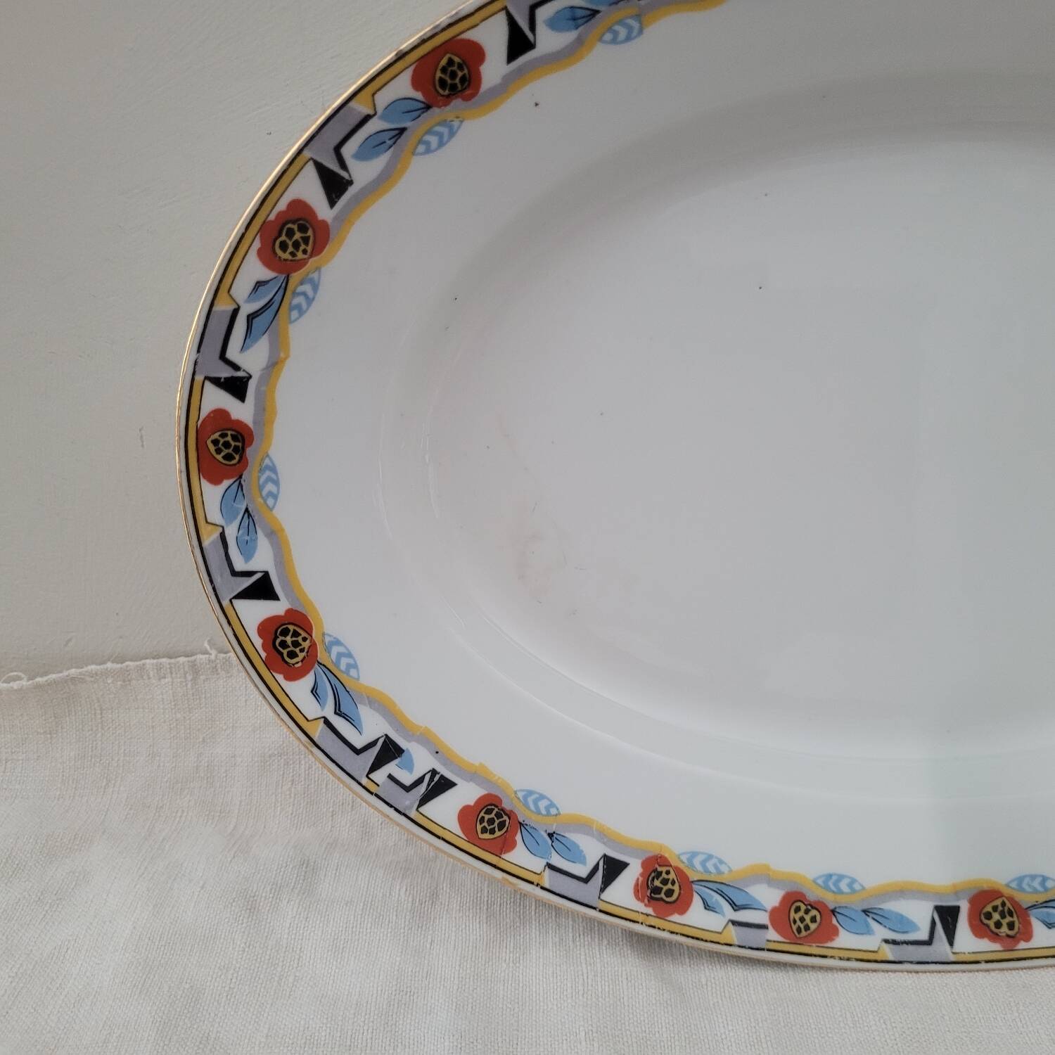 Large oval Art Deco platter MLV France 1930s