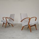Pair of restored armchairs in large bouclette by Frantisek Jirak for Tatra 1960