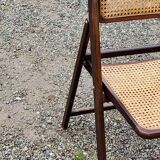 Set of 4 folding chairs wood and canning of the 70s