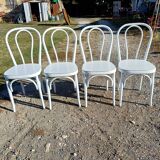 4 Thonet Bistro Chairs Limed Wood White