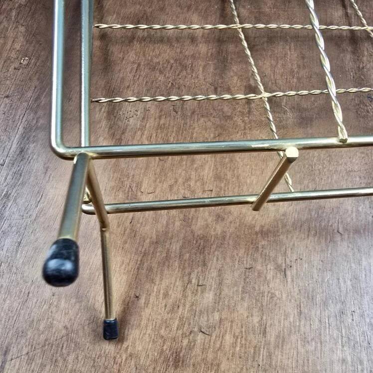 Vintage brass magazine rack – Wire design – 1950s/60s