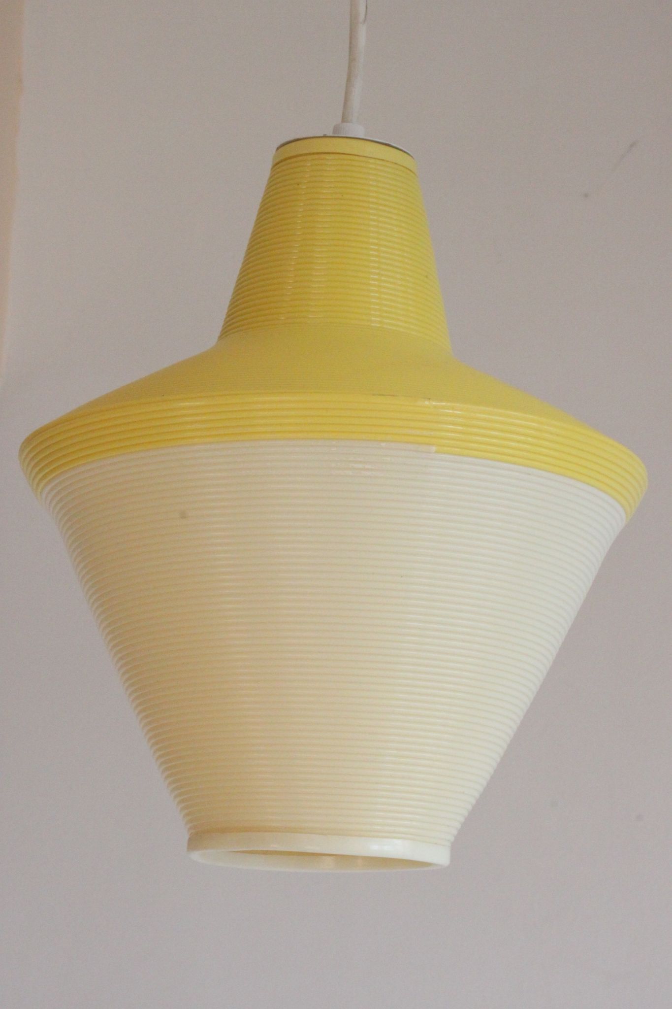 Early plastics cellulose pendant lamp by Atelier de recherche plastique and Rotaflex 1950s.