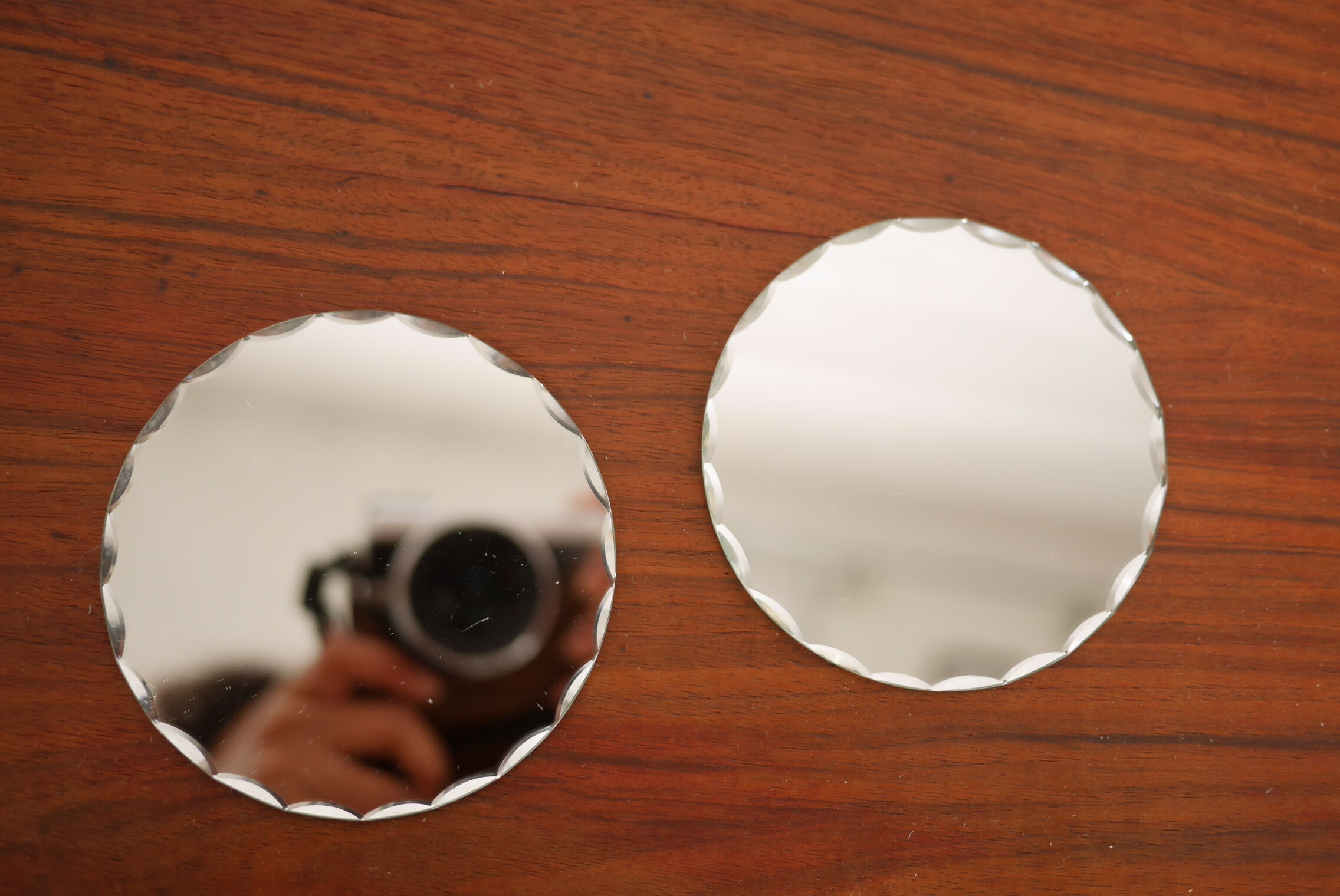 Mini duo of bevelled mirrors 10x10cm