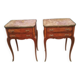 Pair of transitional bedside tables in veneered wood