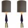Lot of 2 gold and blue murano glass table lamp