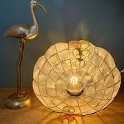 Vintage mother-of-pearl and brass pendant lampshade with fruit decorations