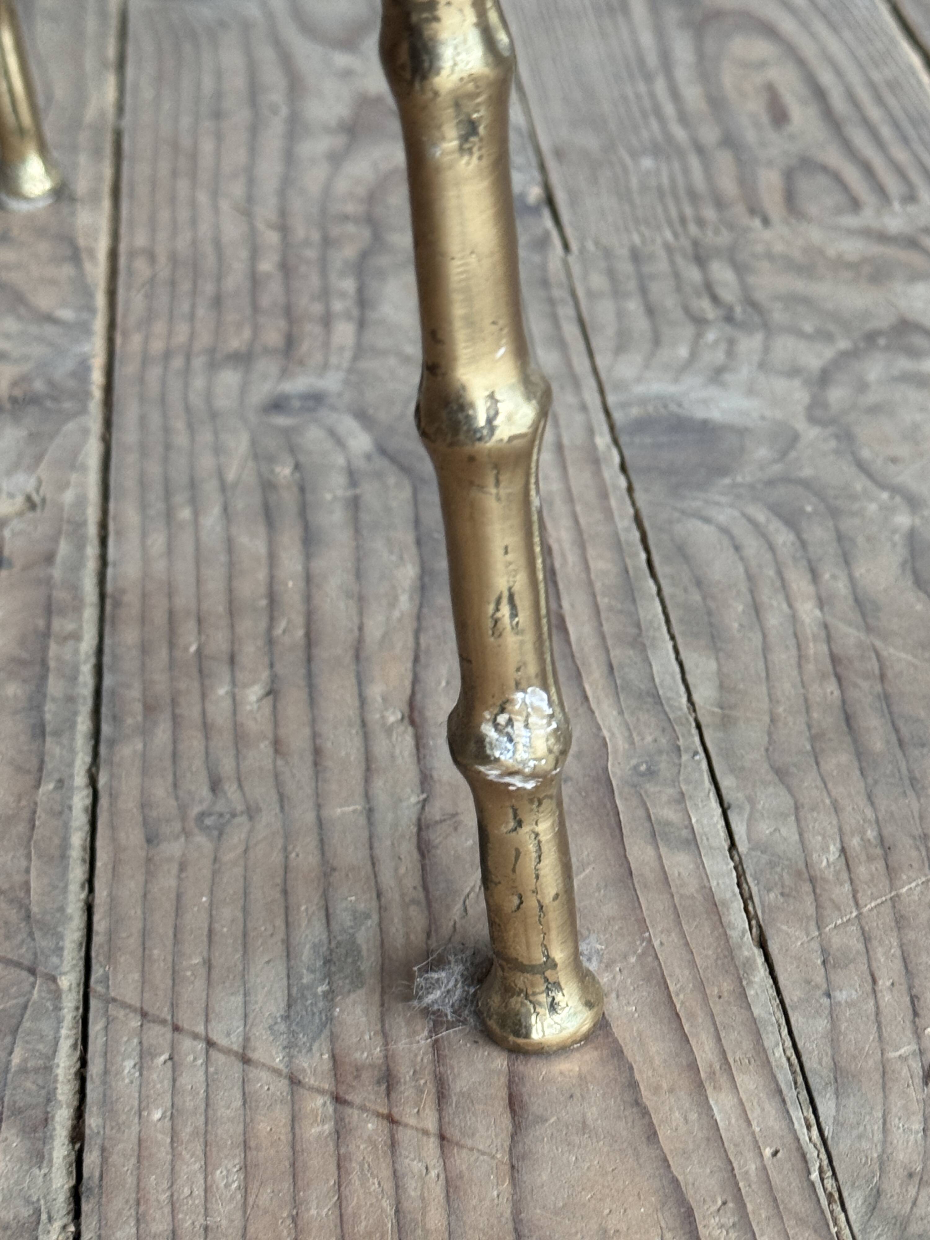 Three-tiered gilded brass bamboo selette by Maison Baguès