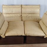 Modular sofa in leather and suede