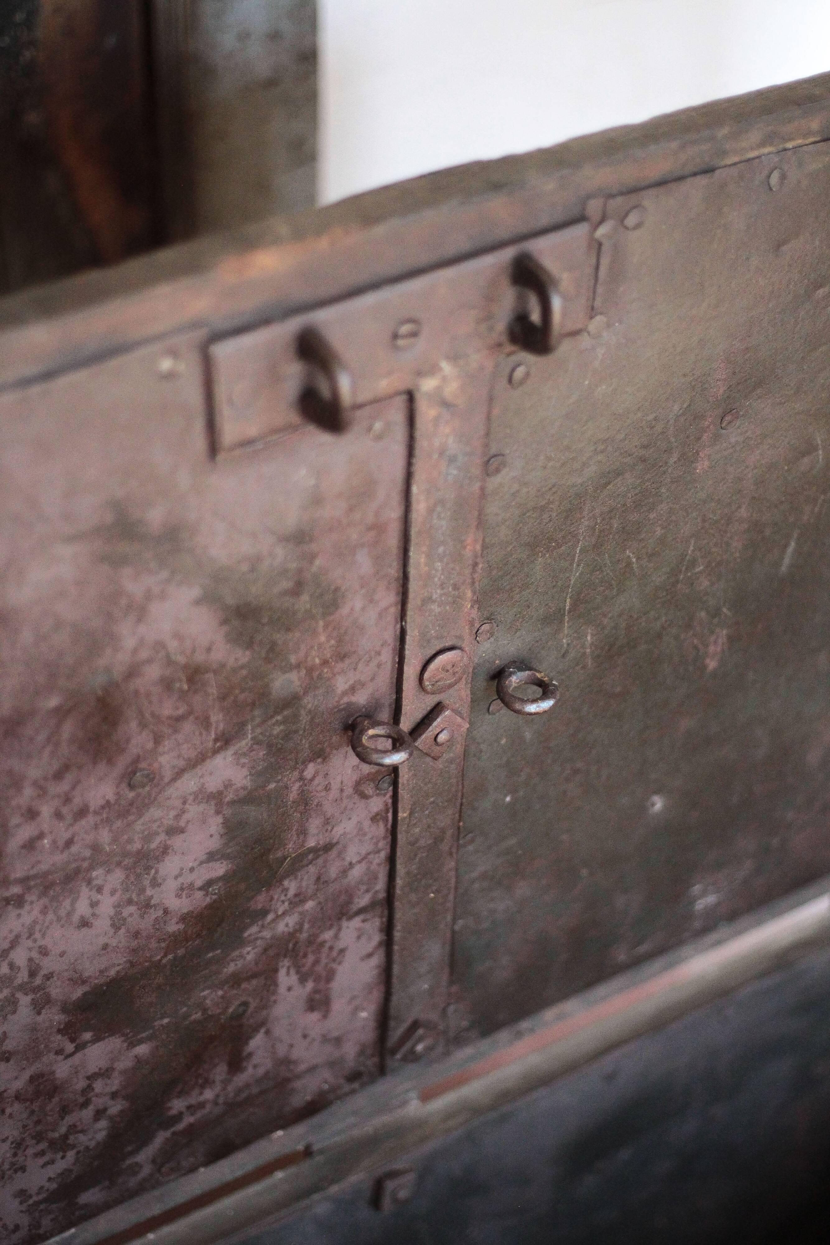 Old wooden chest with fittings, corsair chest, storage chest