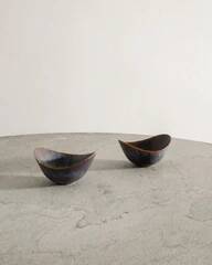 Pair of Swedish Ceramic Blue Berown Bowls by Gunnar Nylund, 1950s