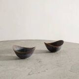 Pair of Swedish Ceramic Blue Berown Bowls by Gunnar Nylund, 1950s