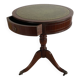 Antique Mahogany and Leather Side Table on Casters