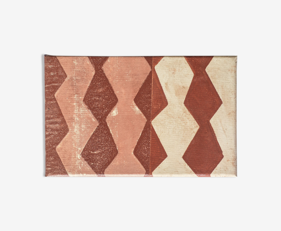 Peinture et collage sur chassis - vallauris terracotta - signée eawy