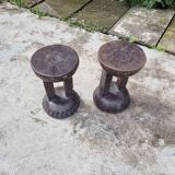 Set of 2 Small African Bamileké Stools