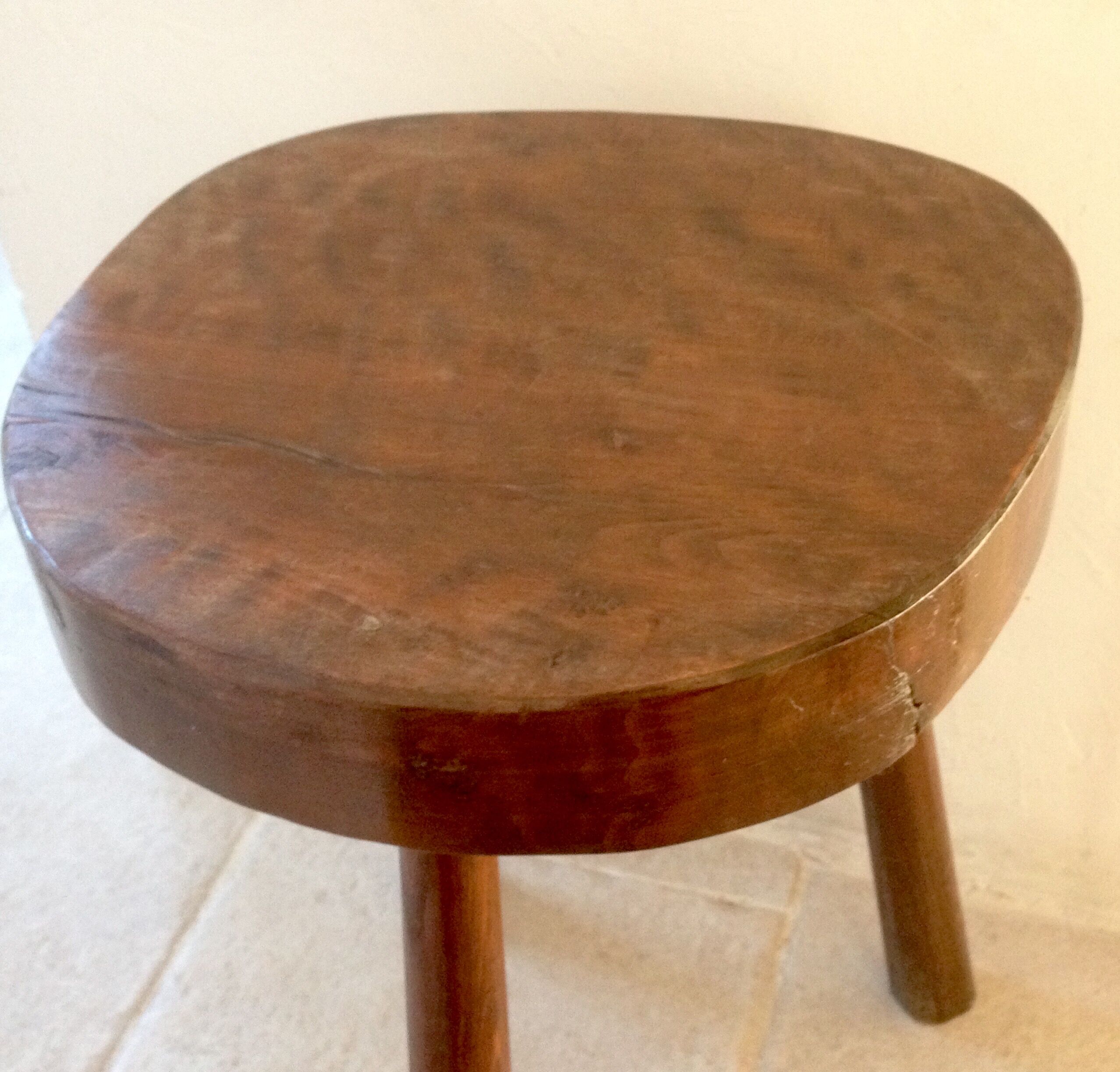 V massive wooden tripod stool