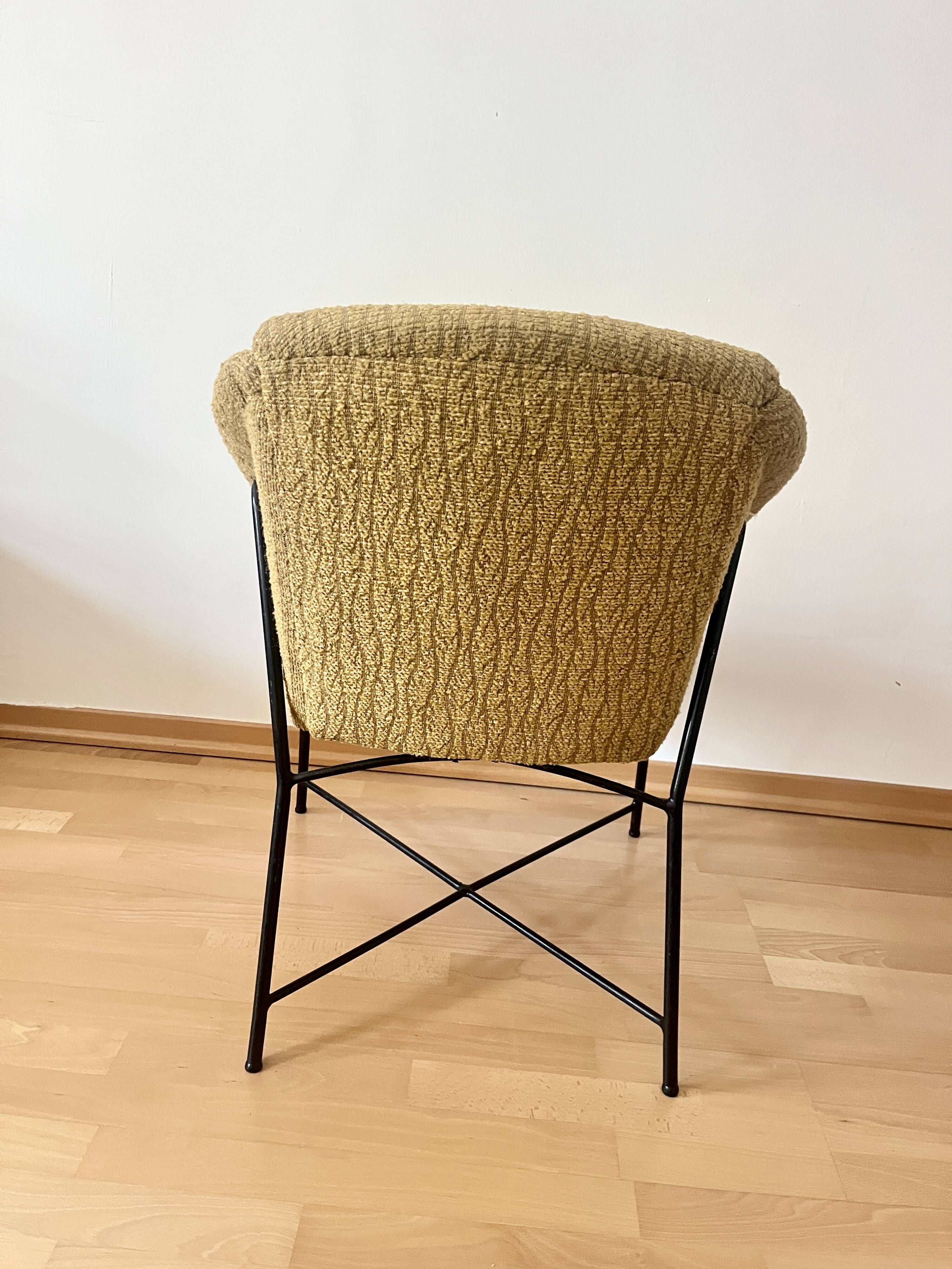Mid Century Modern Lounge Chair 1950s Scandinavian Armchair Mustard Yellow