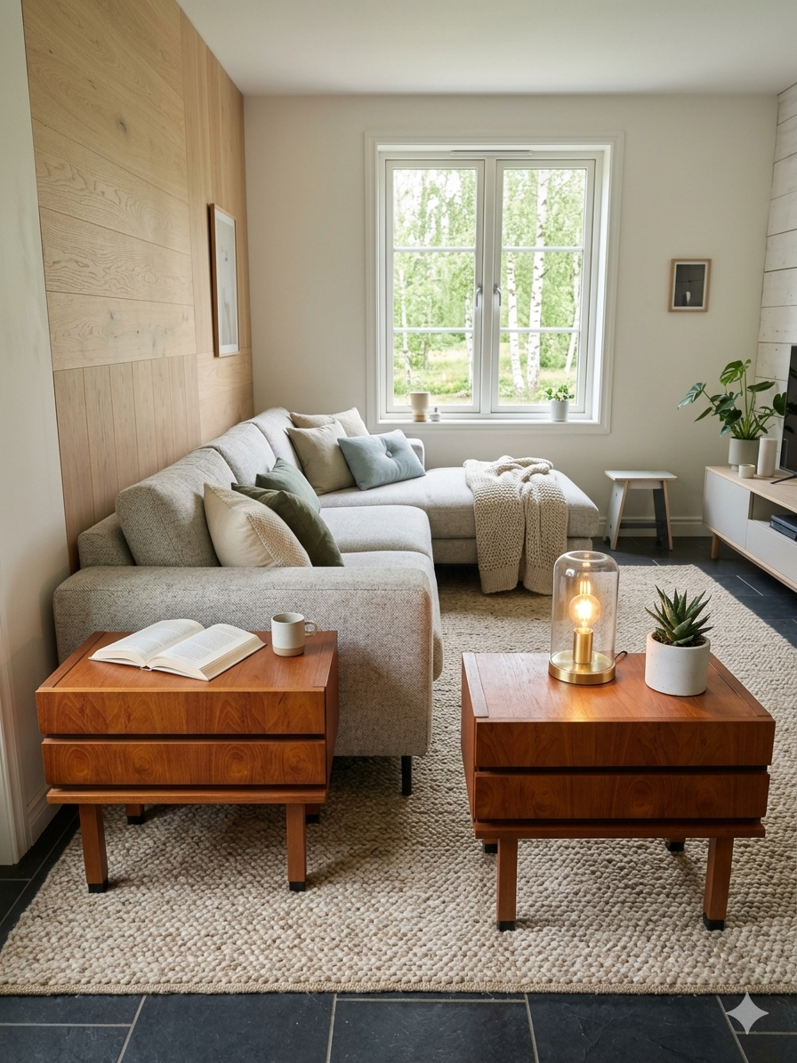 Pair of Scandinavian teak bedside tables from the 1960s.