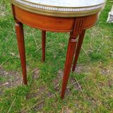 Antique hot water bottle table, Louis XVI style marble top