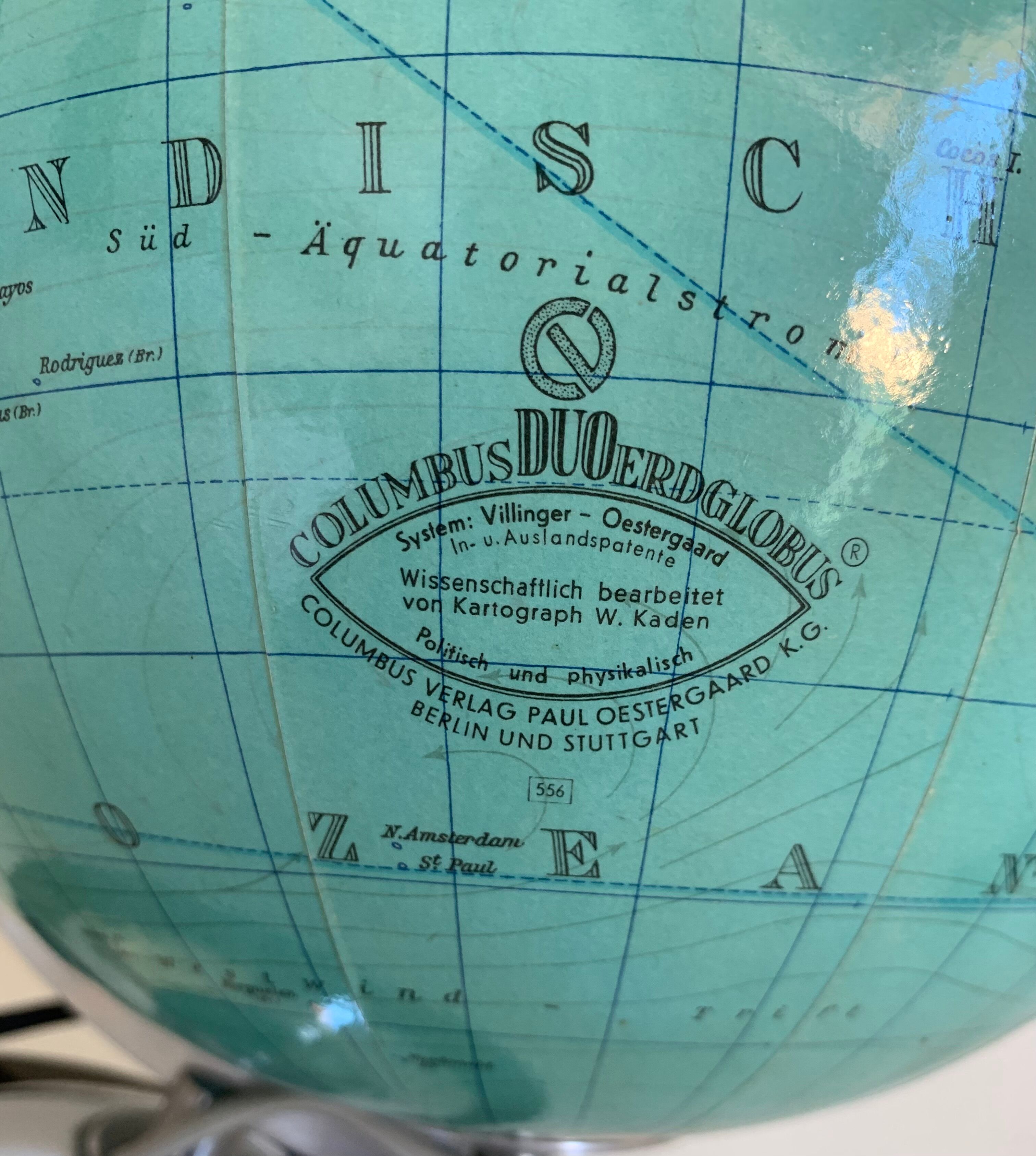 Vintage globe 1960 German glass Columbus duo - 34 cm