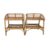 Pair of rattan bedside tables