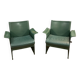 Pair of green leather armchairs from the 70s