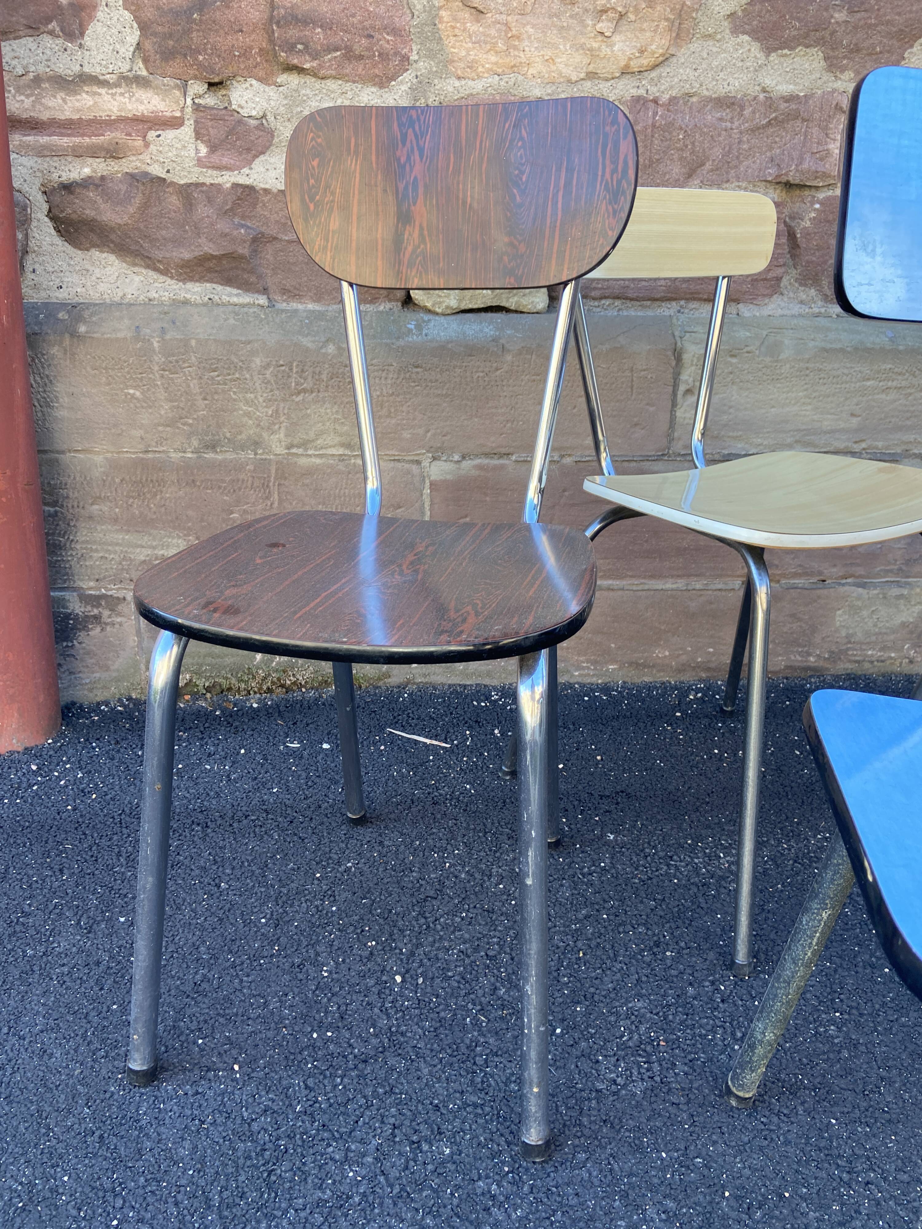 Set of 6 vintage mismatched formica chairs