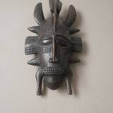 Vintage African Art wooden wall mask handcrafted tribal ethnic decorative object