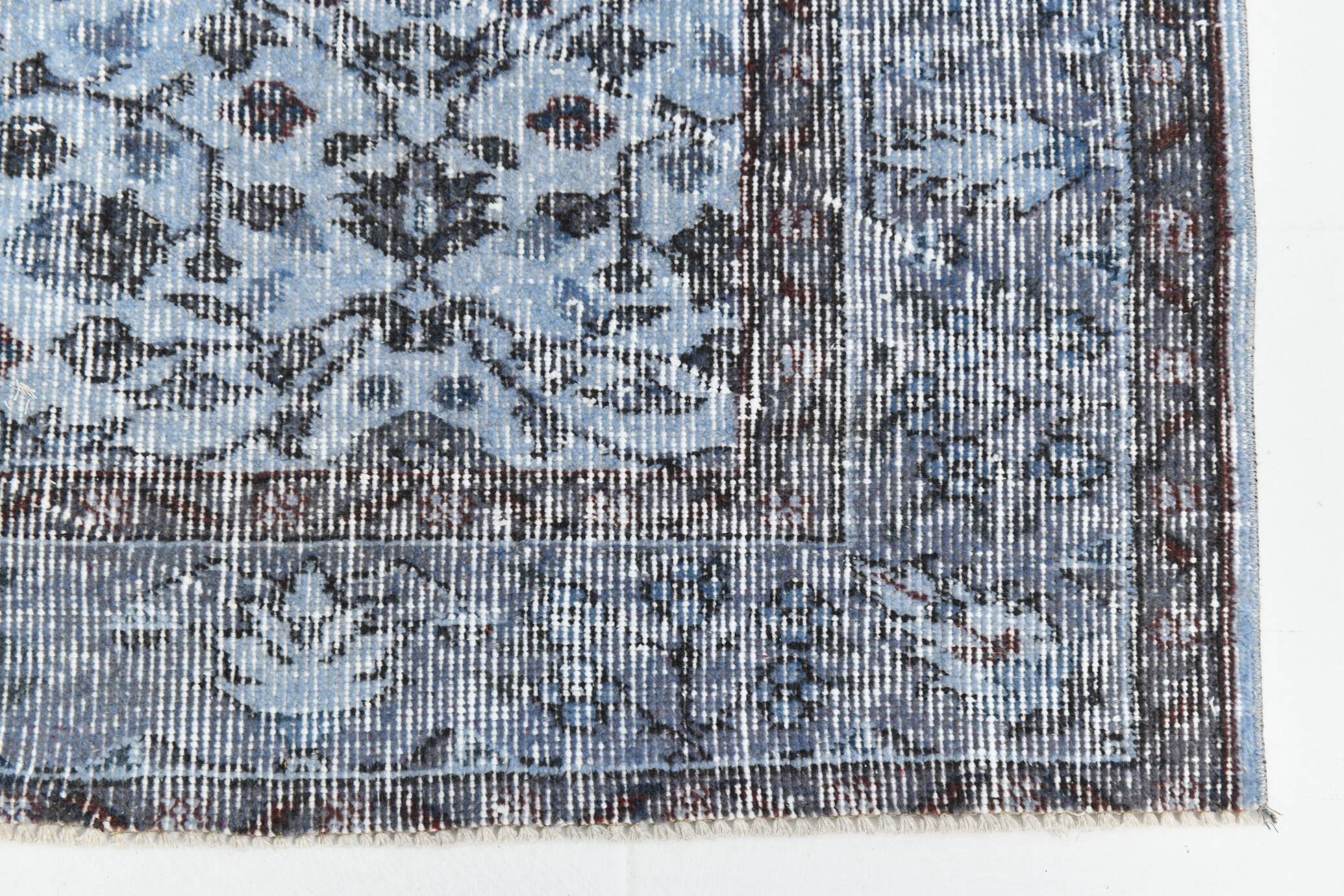 Turkish Rug All-Over Floral Pattern Light Blue Vintage Rug, 157x255Cm