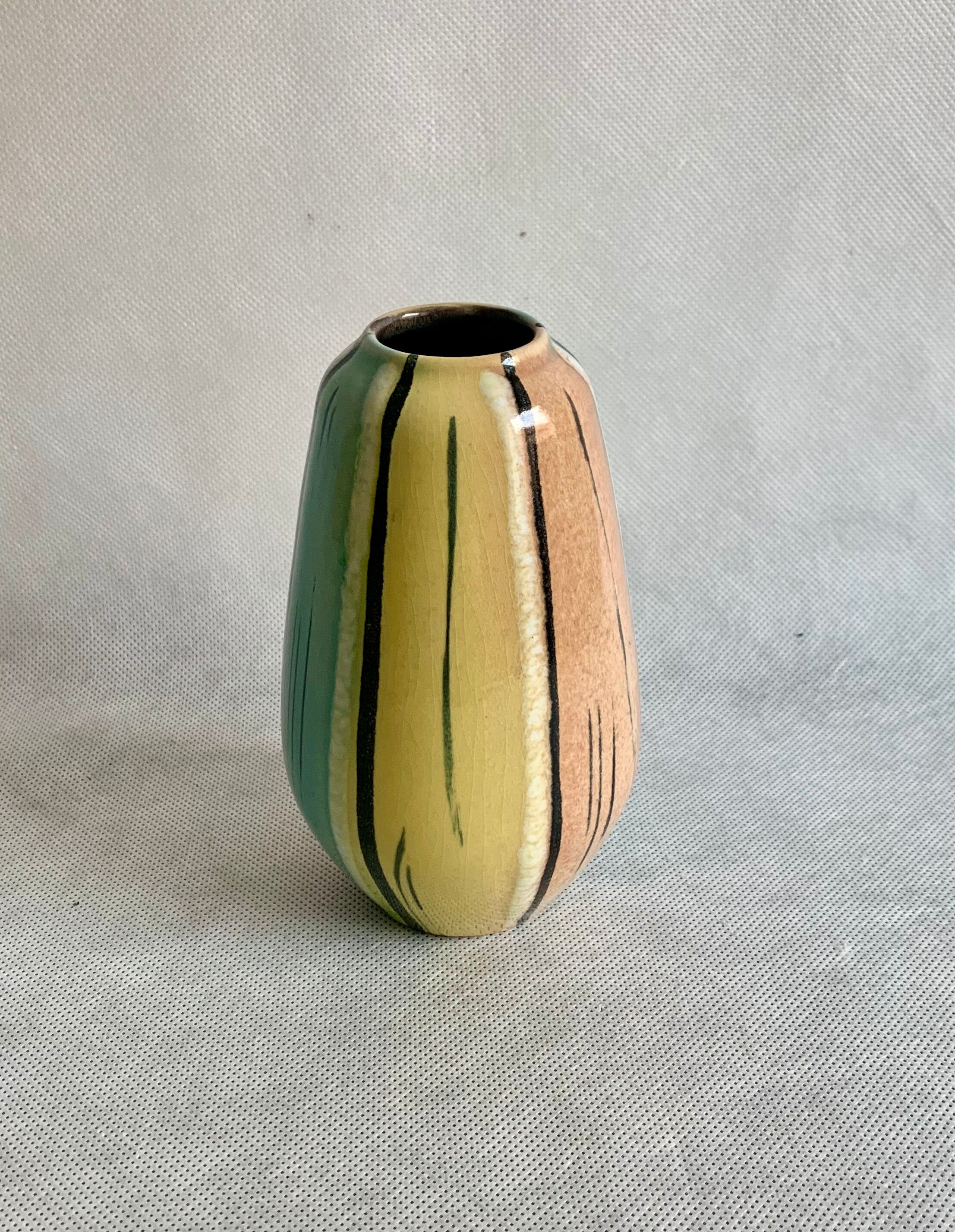 Pottery vase in pastel colors, 1970s