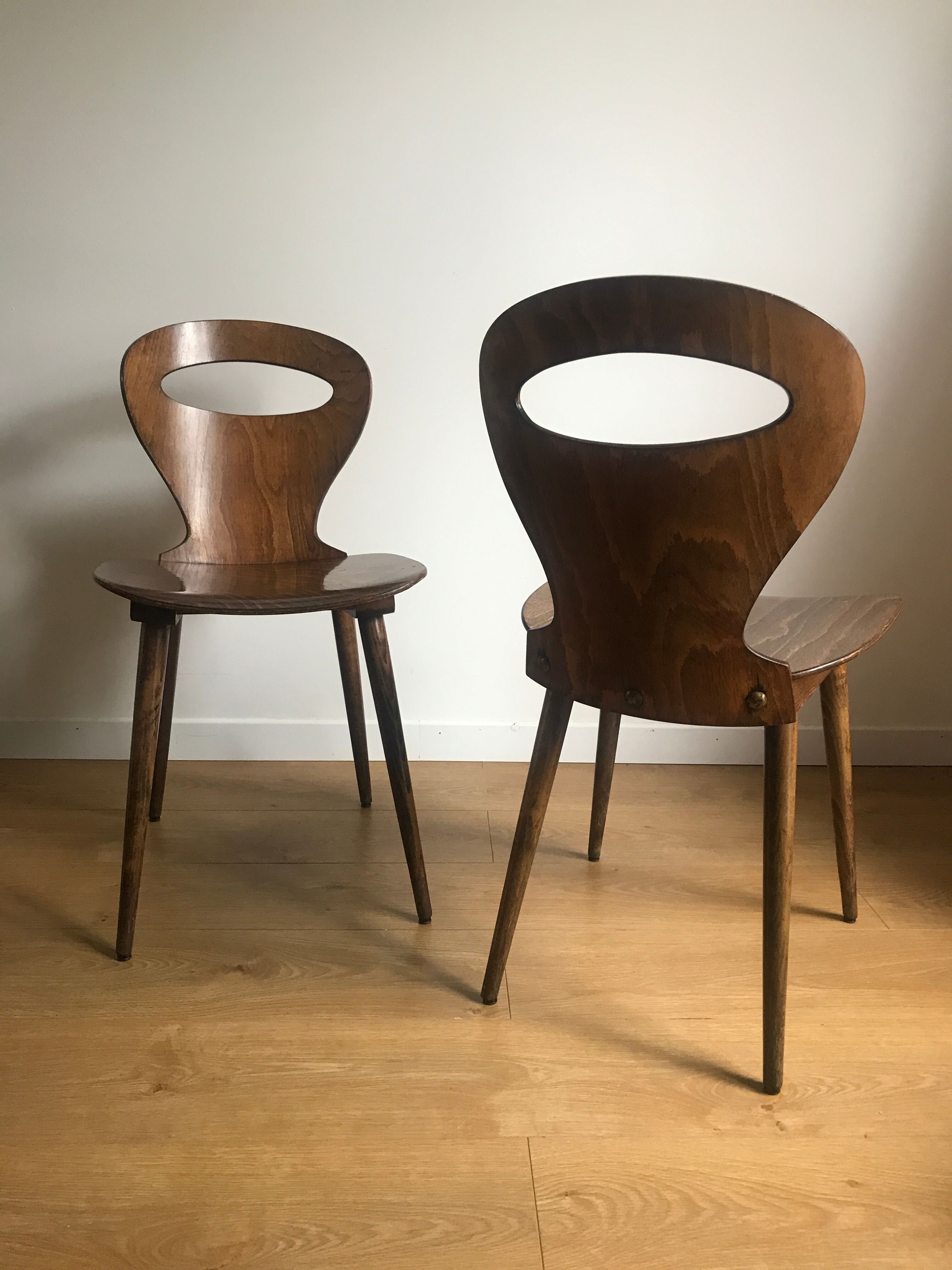 Pair of bistro chairs "rustic" model of baumann called "ant"