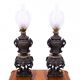 Pair of bronze oil lamps, France, circa 1880.