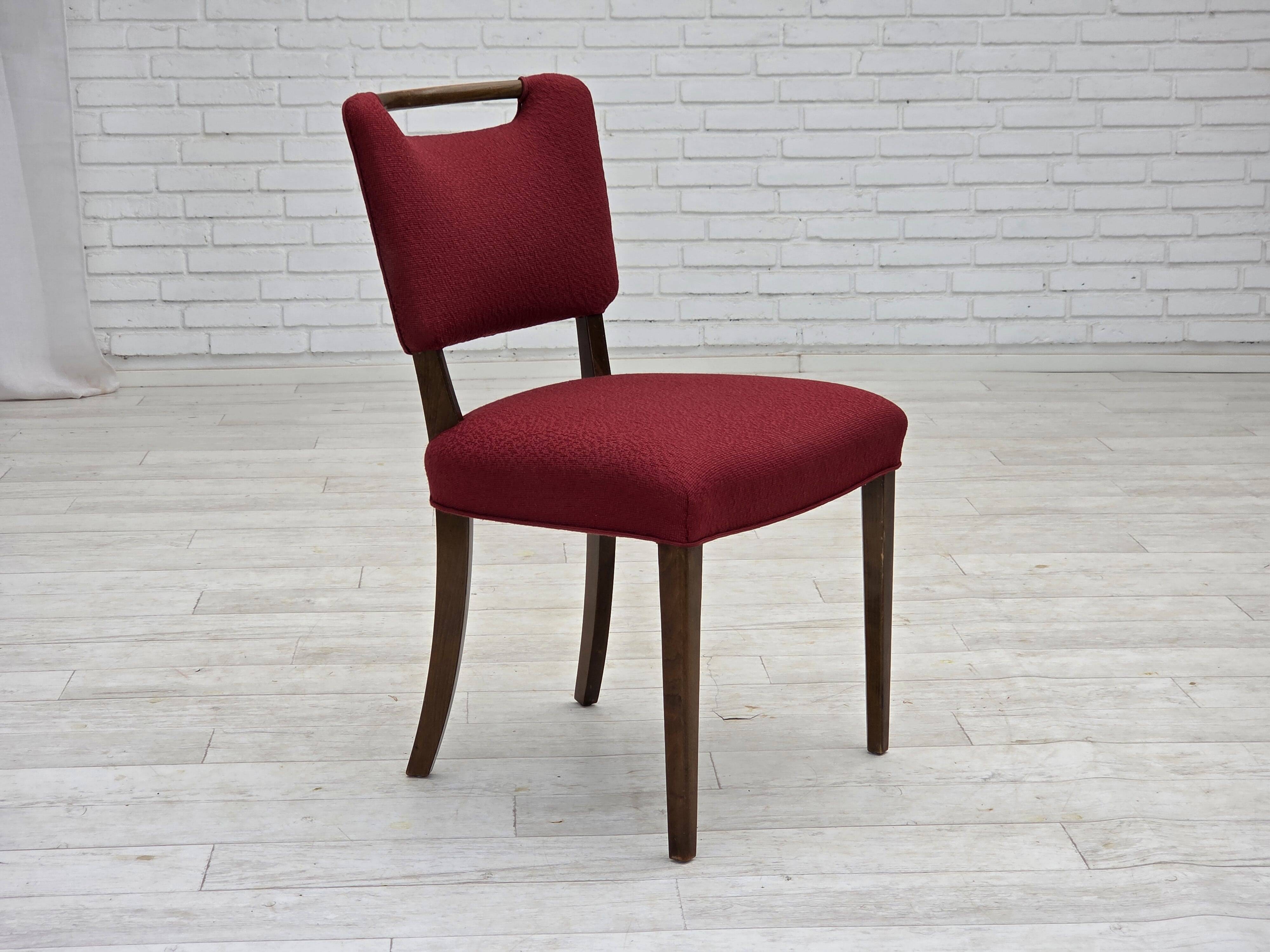 1960s, set of 6 pcs Danish dining chairs by Slagelse Møbelværk, wool.