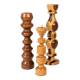 Set of 3 vintage candlesticks | Turned wood | Midcentury