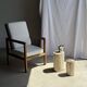 Small accent table in speckled white beige petrified wood H29 D18 - 3327