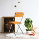 Folding chair in chrome metal and orange fabric 1970