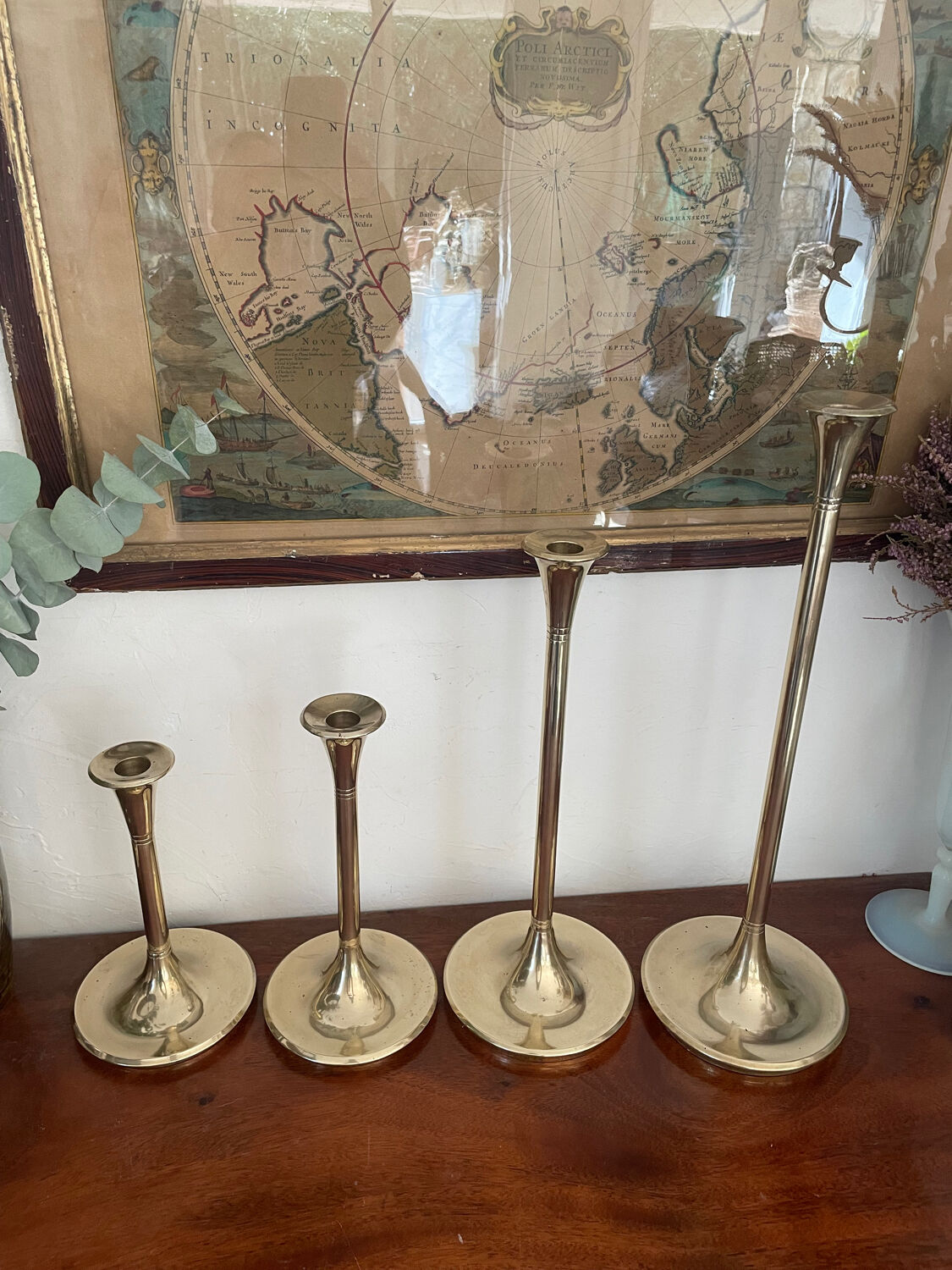 Set of 4 brass candle holders from Villeroy & Boch 45 to 21cm
