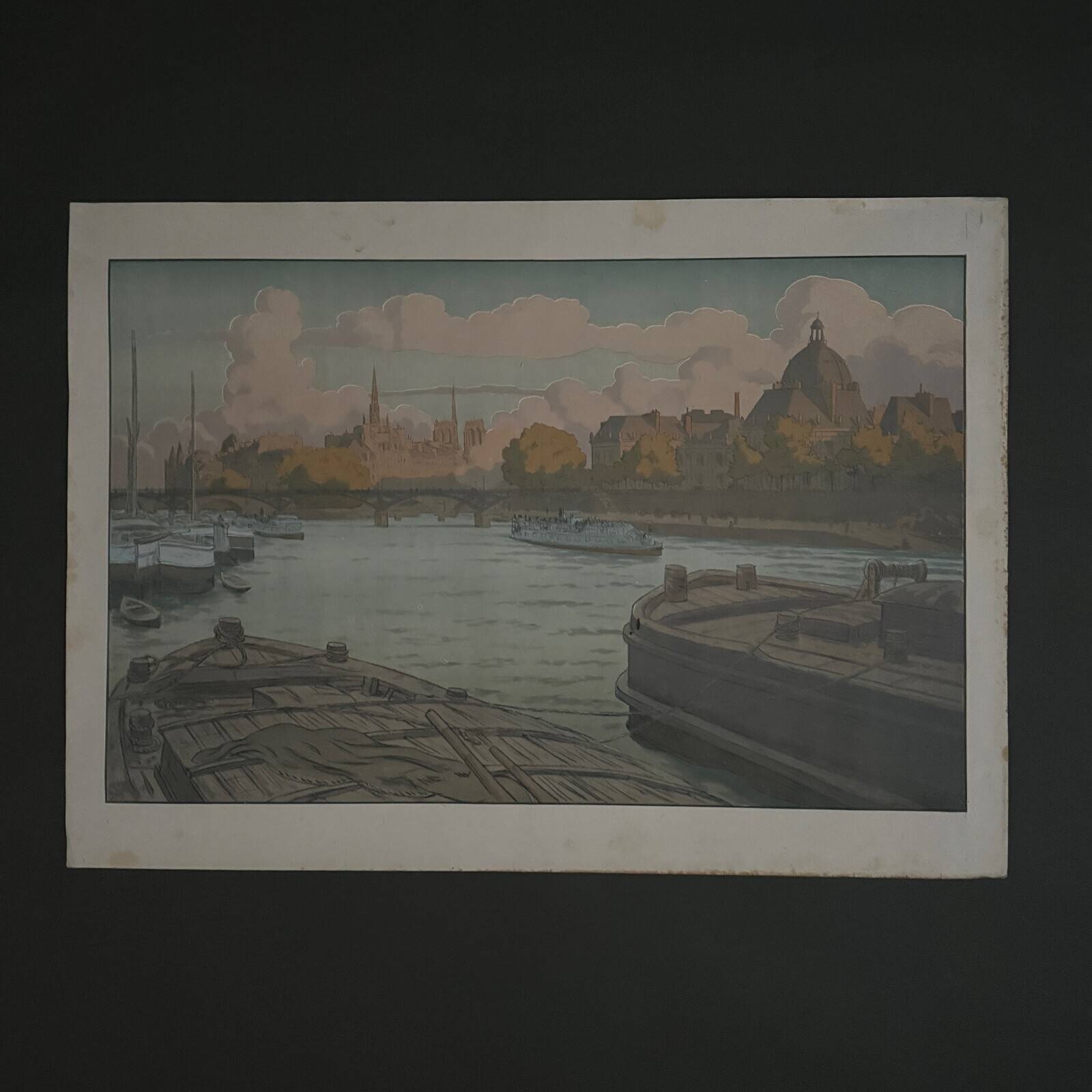 Lithograph on Chinese paper by Henri Rivière The Institute and the City