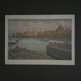 Lithograph on Chinese paper by Henri Rivière The Institute and the City