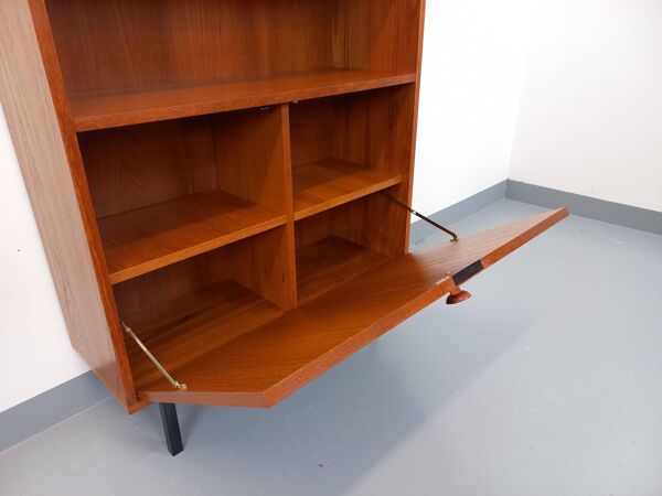 Meuble bibliothèque de rangement vintage style scandinave moderniste teck