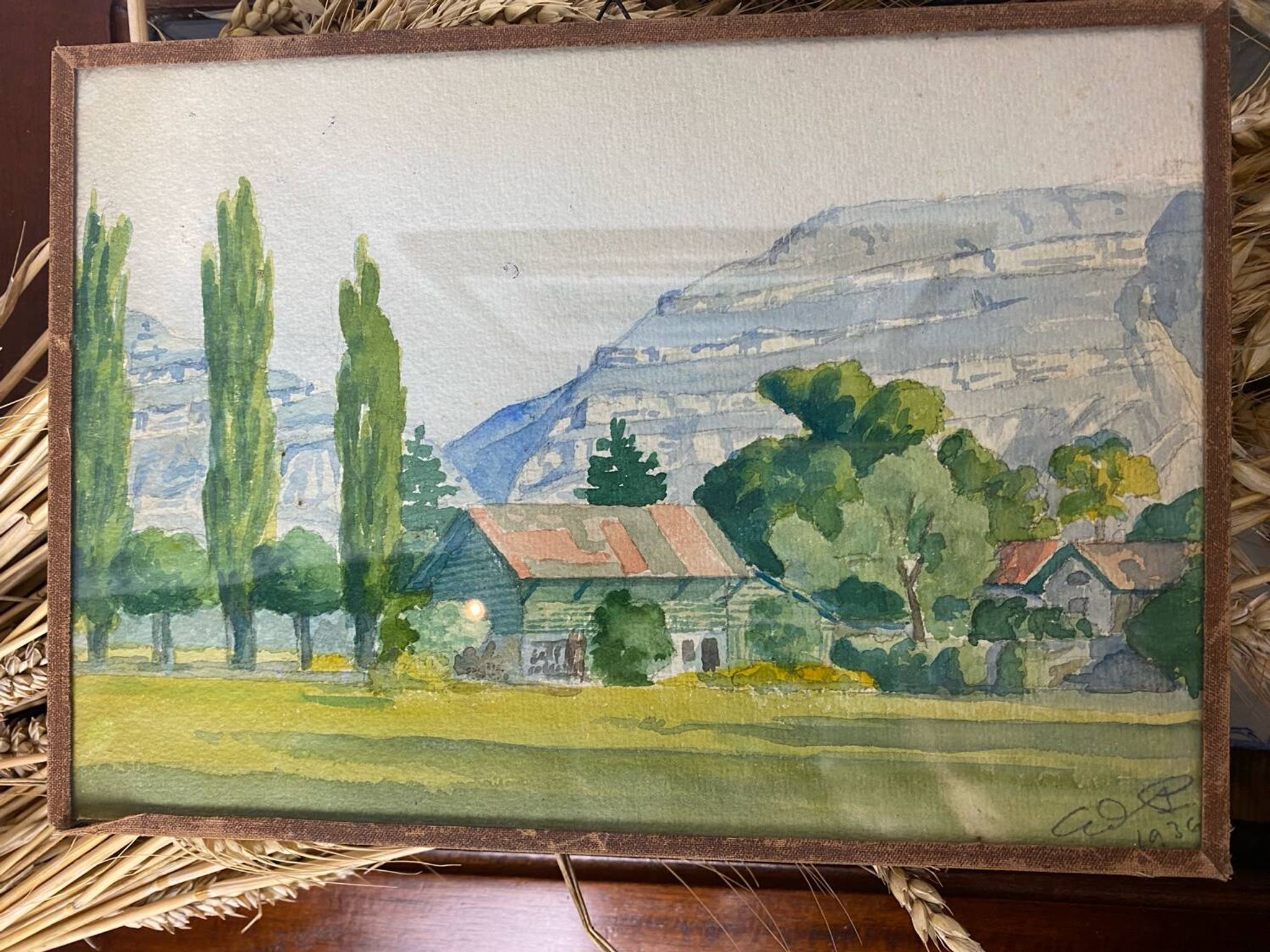 Aquarelle ancienne paysage savoyard
