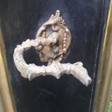Fireplace XVIII° black marble louis XIV style with narrowed and floor slabs