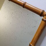 Turned wooden mirror in imitation of bamboo, mid-century, 54 cm x 67 cm